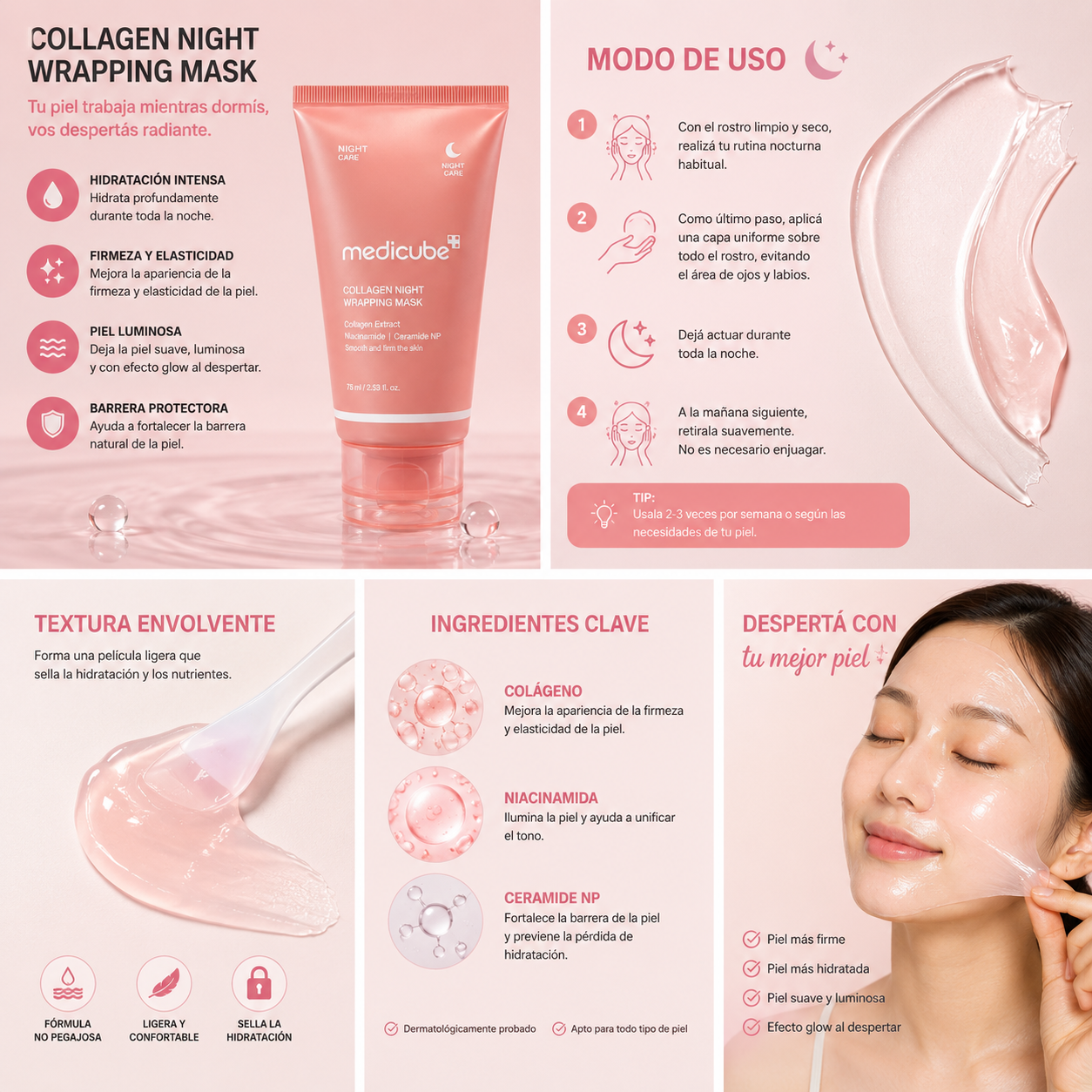 Medicube Collagen Night Wrapping Mask 75 ml – Mascarilla Nocturna de Colágeno