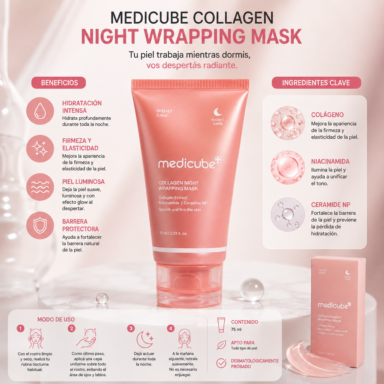 Medicube Collagen Night Wrapping Mask 75 ml – Mascarilla Nocturna de Colágeno